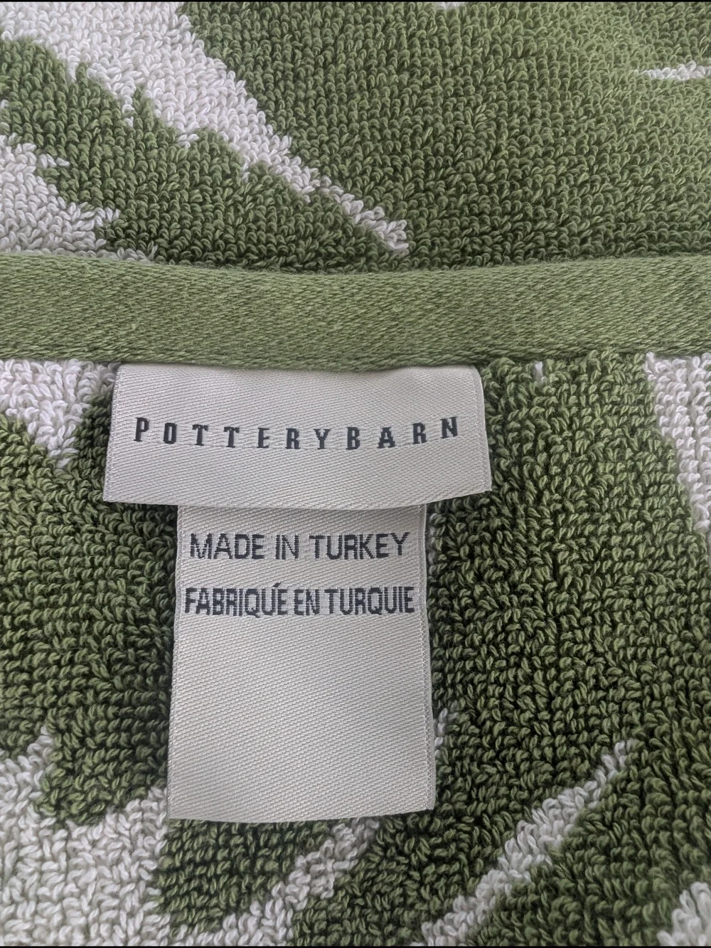 Pottery Barn Fern Towels - White & Green